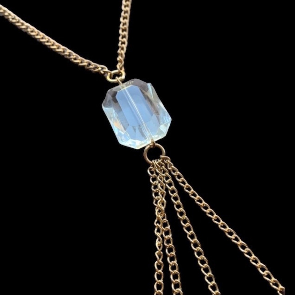 Clear Imitation Quartz Stone Tassel Fashion Costume Necklace Jewelry - Picture 3 of 5